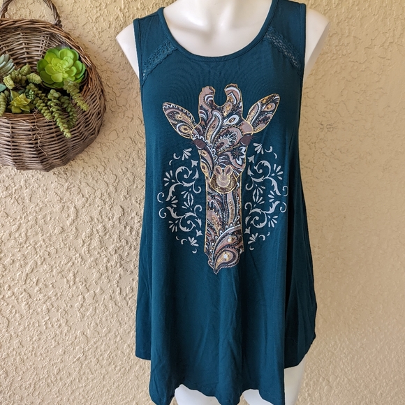 SUPER SOFT TEAL PAISLEY GIRAFFE TANK size 00 - Picture 5 of 5